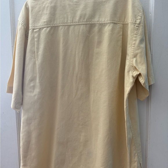 Mens Club Room Linen Cotton Blend Short Sleeve Button Up Shirt Size XL Yellow - Picture 2 of 5